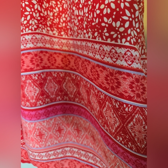 Gap Cherry Red Floral Girlie Cute Dress Spring Summer Flowy Sheer Pocket Size M - Picture 7 of 12